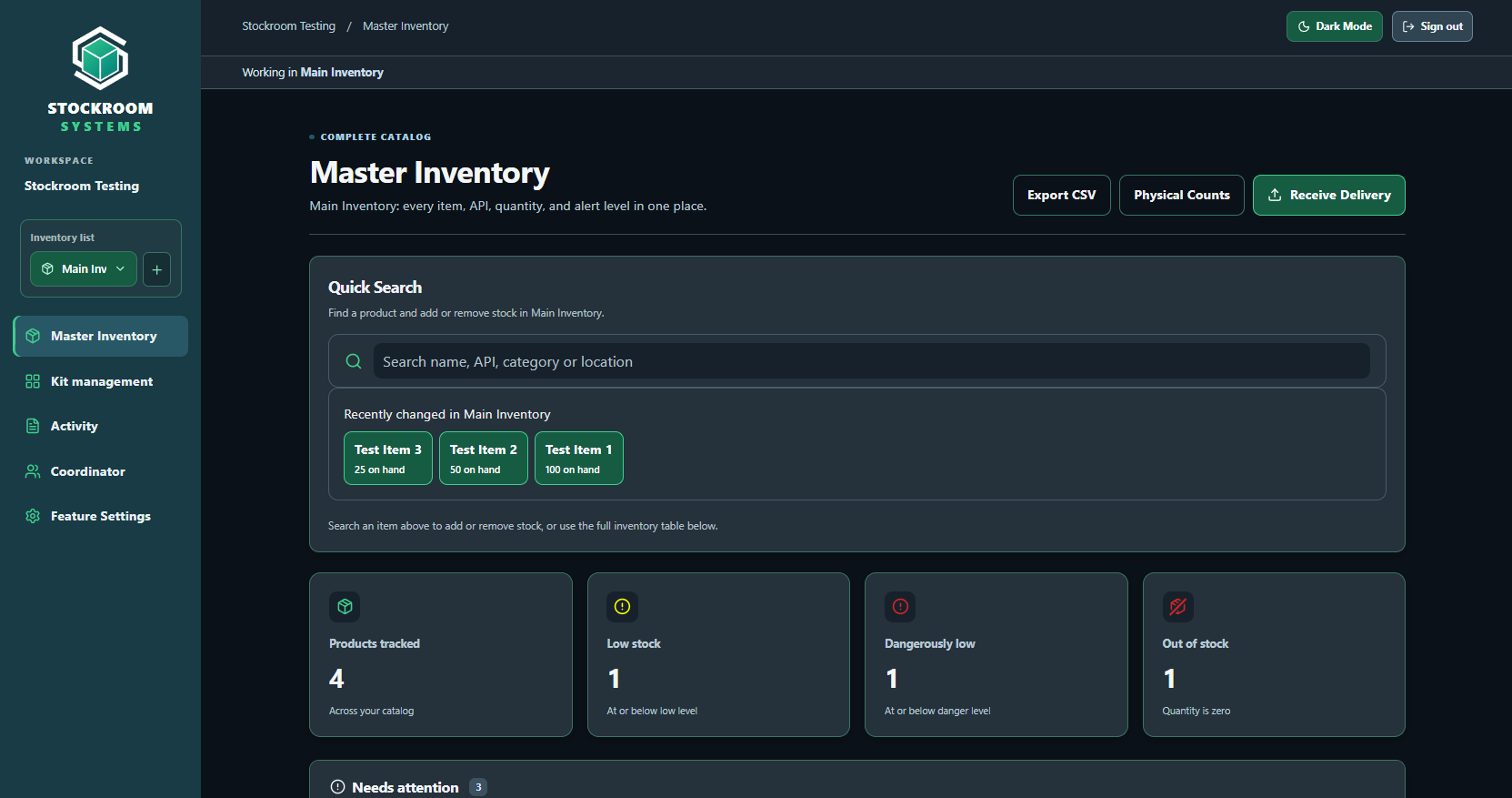 Actual Stockroom Systems app screenshot